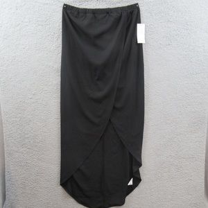Tobi Womens Skirt Medium Black Maxi Hi Low Lightweight Wrap Elastic Waist Long
